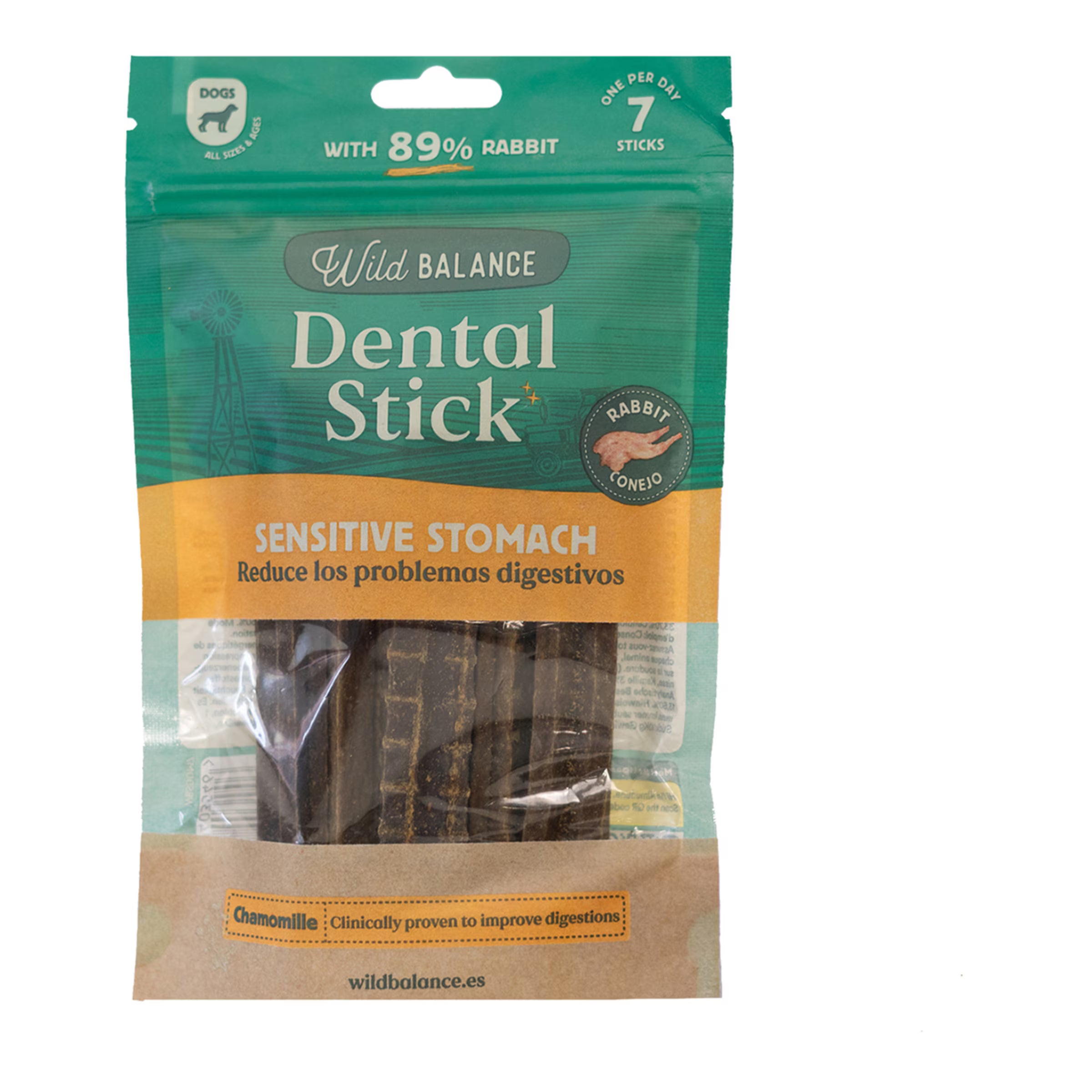 Sticks Dentales de Conejo, Camomila y Salvia para Estómagos Sensibles de Wild Balance